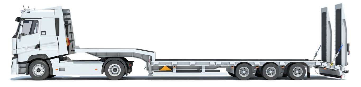 transport maszyn naczepą semi niskopodłogowa
